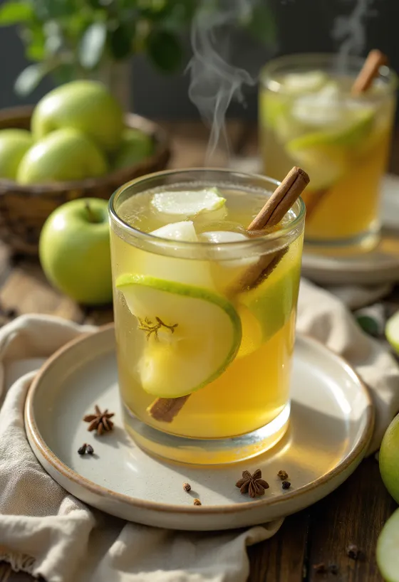 Cider zo zelených jabĺk v hrnčeku