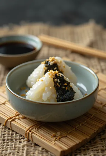 Onigiri ryžová guľka zabalená v nori riase