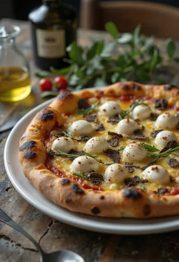 Pizza al Tartufo s hľuzovkami a talianskymi syrmi