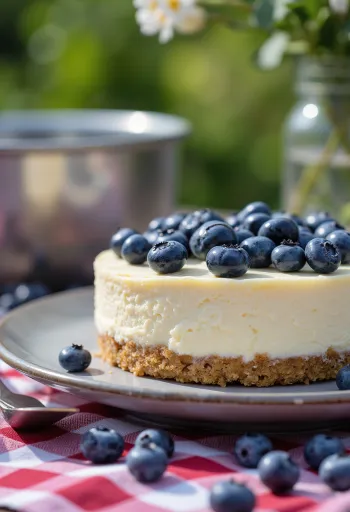 Čučoriedkový cheesecake pripravená na servírovanie