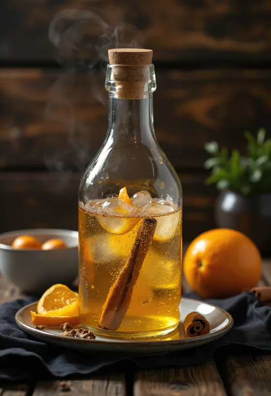 Americký sladký cider v pohári s koreninami