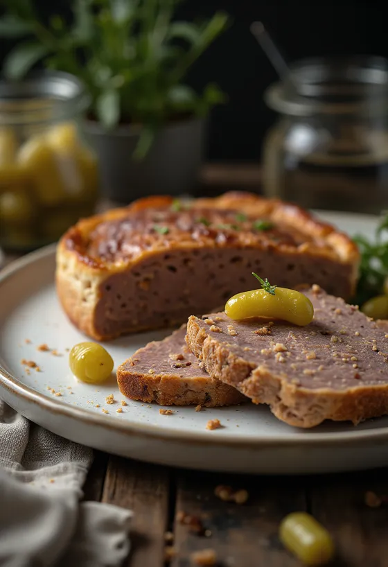 Gâteau de foie podávané s opečeným chlebom