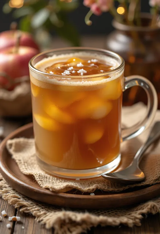 Karamelový jablkový cider servírovaný