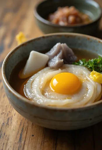 Oden s konjakom, bohatá japonská polievka podávaná s čerstvým vajíčkom a zeleninou