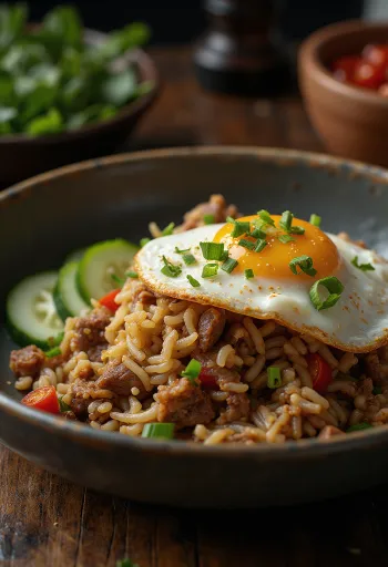Nasi Goreng s hovädzím mäsom a volským okom