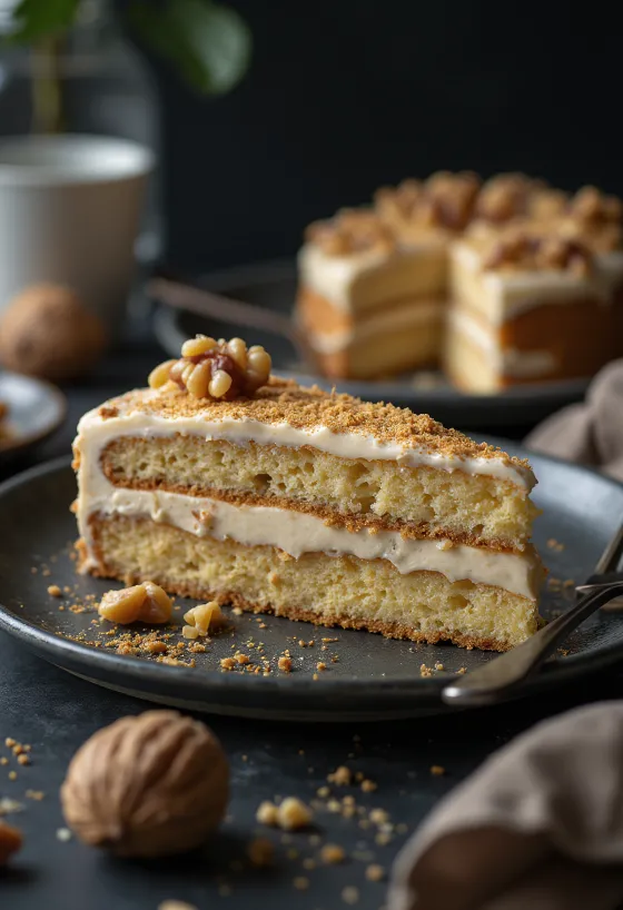 Orechová torta servírovanie