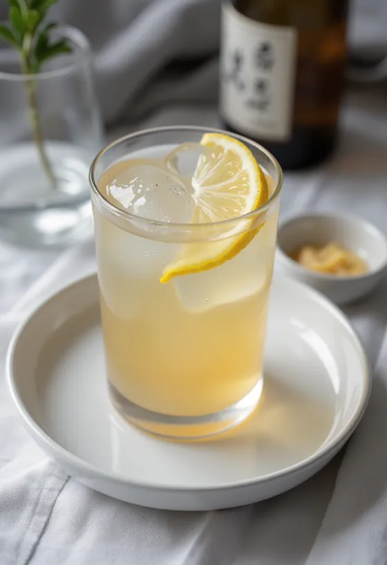 Japonský saké cider servírovaný v pohári