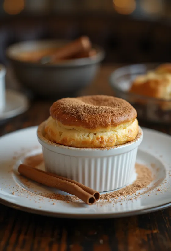 Servírované vanilkovo-škoricové suflé