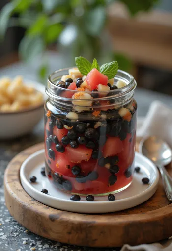 Pikantné nakladané semienka vodného melóna v pohári