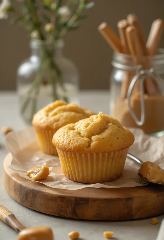 Cupcakes s arašidovým maslom servírovanie