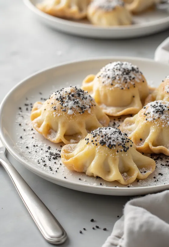 Maďarské makové guľky pri servírovaní