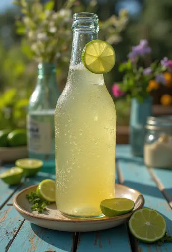Mexický limetkový cider v pohári s plátkami limetky