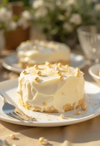 Trblietavá torta s bielym fondánovým poťahom a zlatou dekoráciou