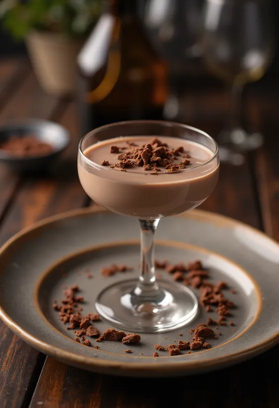 Panna cotta s čokoládovým likérom v pohári