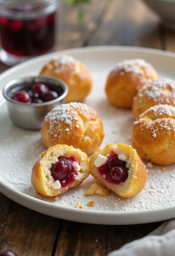 Æbleskiver s brusnicovou plnkou, syrom feta a štipkou vanilky