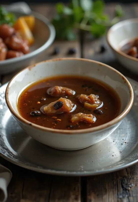 Omáčka Adobo podávaná s grilovaným kurčaťom a ryžou