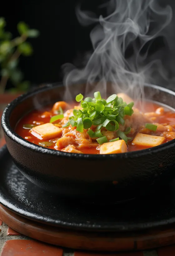 Kimchi Jjigae, kórejský kimchi guláš s bohatými chuťami a tofu