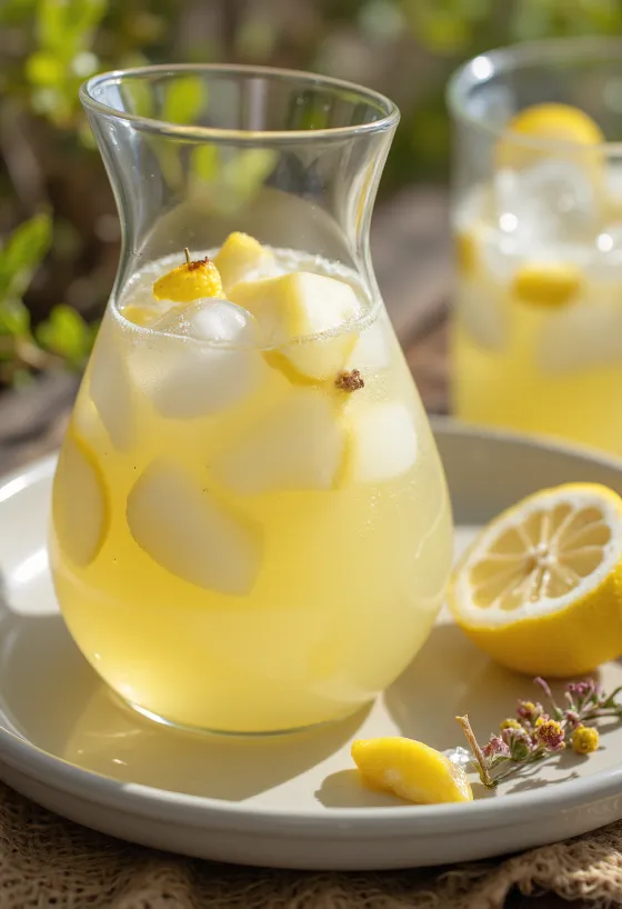 Hrušková limonáda servírovaná v pohári