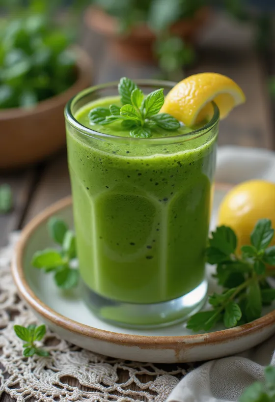 Čerstvé zeleninové smoothie naservírované v pohári