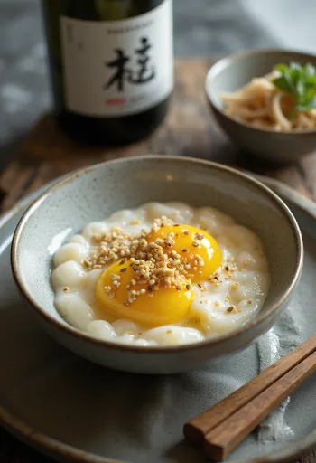 Chawanmushi so saké, sezamom a jarnou cibuľkou
