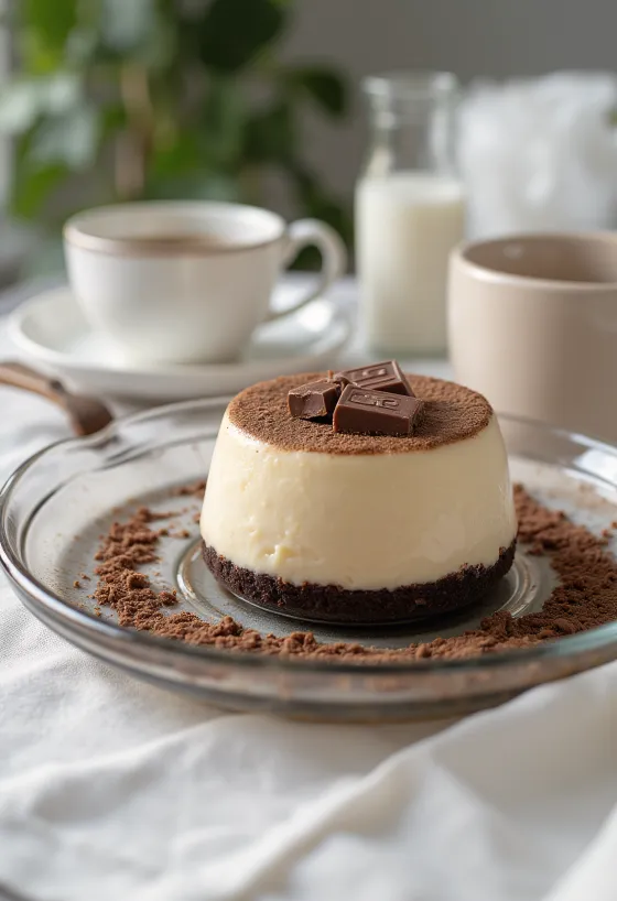 Kávová panna cotta torta podávaná na rezy