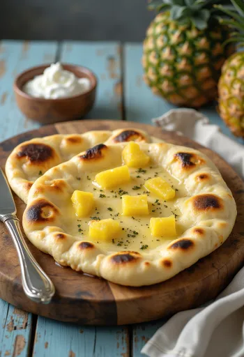 Servírovaný ananásový naan chlieb