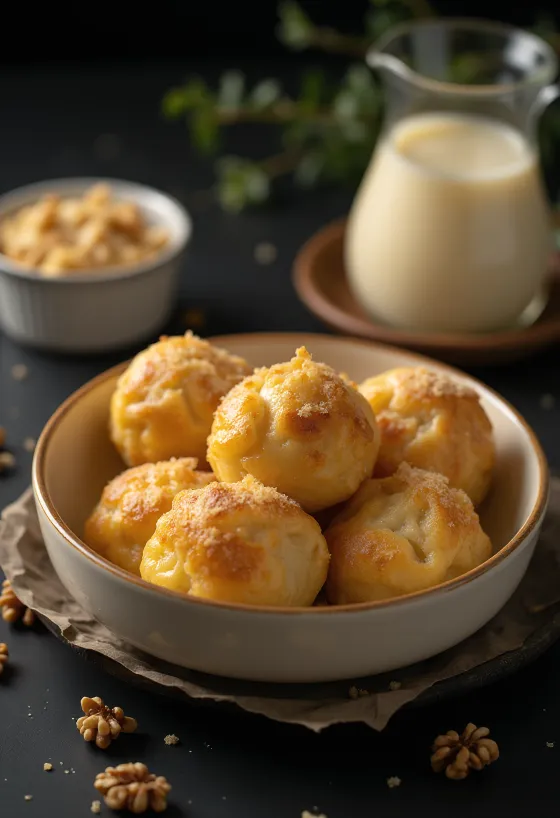 Tradičné zlaté halušky s vanilkovým krémom, orechovými vrstvami a nadýchaným cestom.