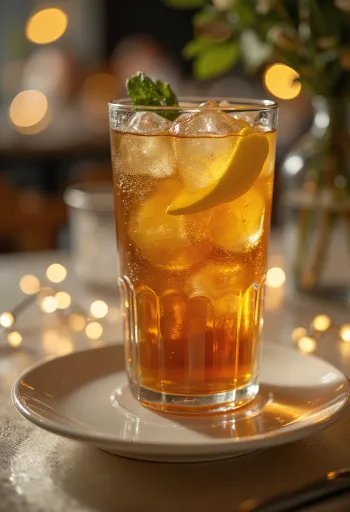 Koktail Long Island Iced Tea zdobený plátkom citróna