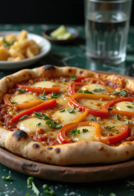 Pizza Chilena servírovaná na stole