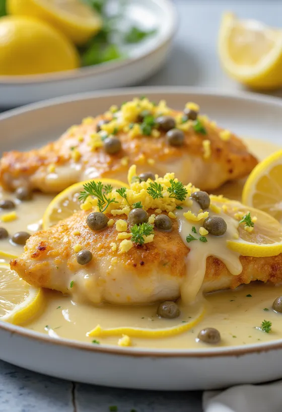 Piccata al Limone, citrónové kuracie prsia s kaparovou omáčkou