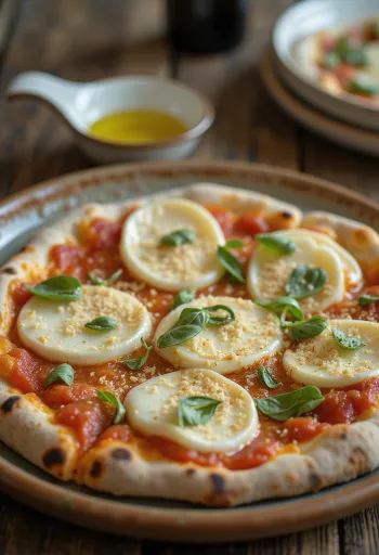 Pizza Cilentana s mozzarellou di Bufala a syrom provolone