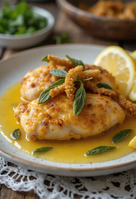 Kurča na šalvii s chrumkavou kožou podávané s čerstvými bylinkami