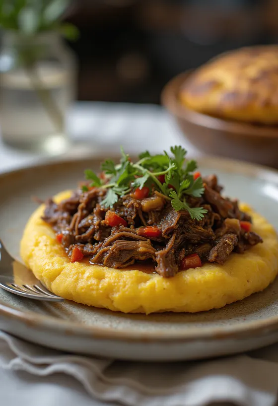 Arepa con Carne de Res servírovaná v kórejskom štýle