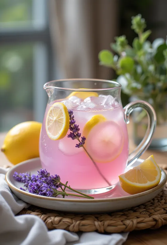 Levanduľová limonáda servírovaná v pohári