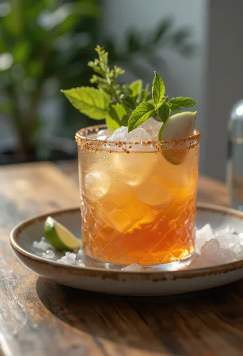 Koktail Mai Tai zdobený lístkom mäty a plátkom limetky