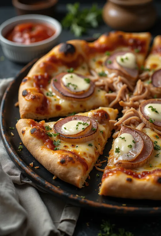 Pizza Cubana servírovaná na stole