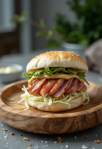 Bao žemle s tuniakom a wasabi pripravené na podávanie