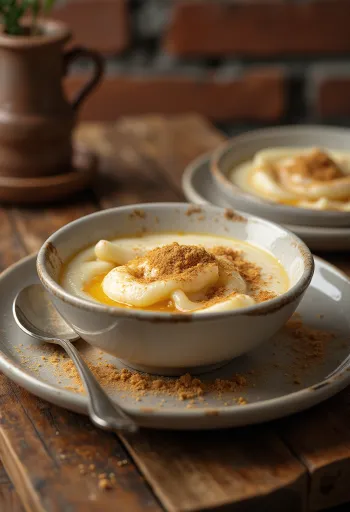 Canjica s karamelizovaným cukrom, brazílska sladkosť