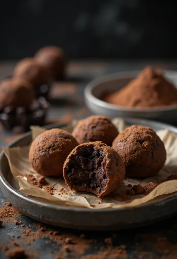 Servírované čokoládové truffles guličky