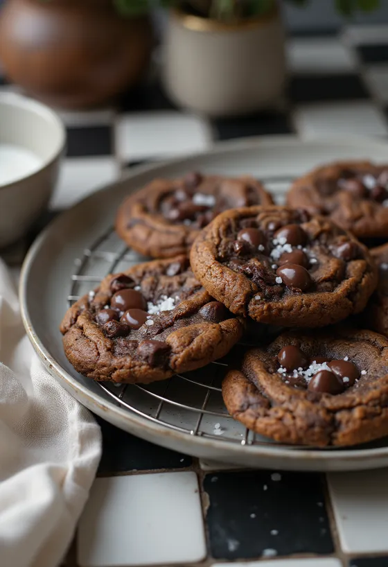 Čerstvo upečené cookies s horkou čokoládou