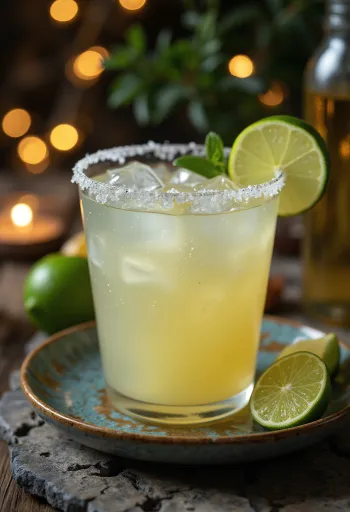 Koktail Margarita so slaným okrajom a plátkom limetky
