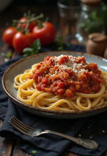 Paradajkové cestoviny s čerstvou bazalkou a nastrúhaným parmezánom