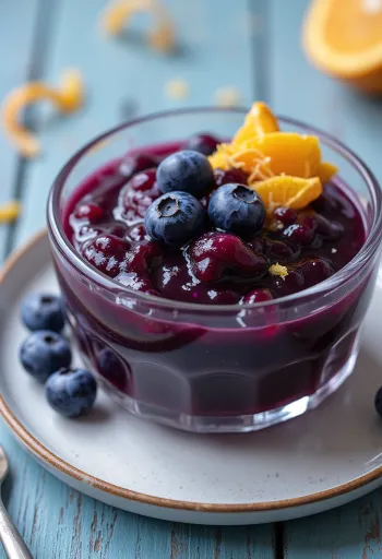 Čučoriedkovo-pomarančová omáčka servírovaná v miske