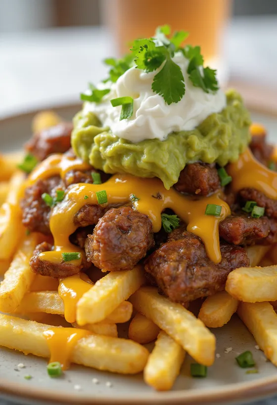 Carne Asada Fries servírované v mexickom štýle