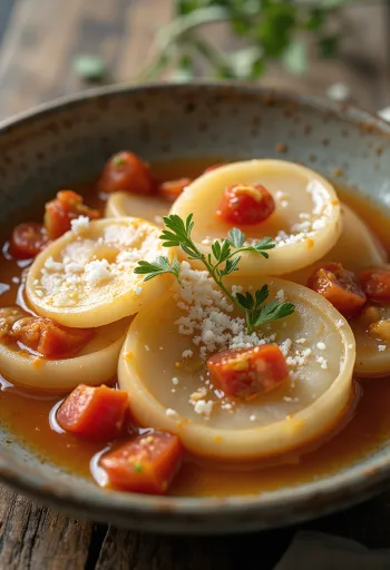 Daikon na spôsob perkeltu, zdobený čerstvou petržlenovou vňaťou