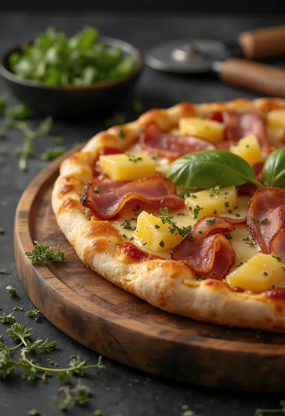 Mäsová Havajská pizza s extra šunkou a slaninou
