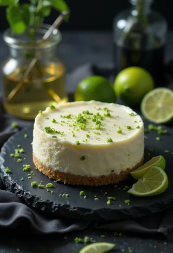 Nakrájaný limetkovo-mätový cheesecake pripravený na servírovanie