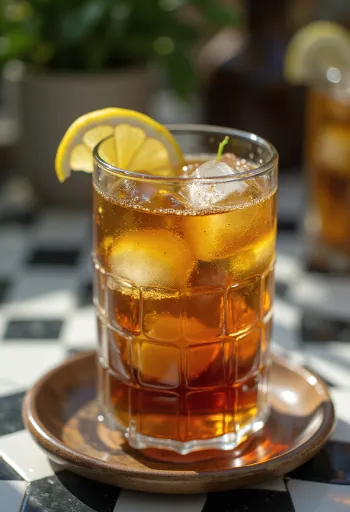 Mätový ľadový čaj s plátkami limetky a lístkami mäty v pohári