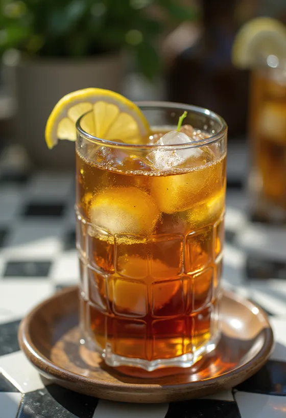 Mätový ľadový čaj s plátkami limetky a lístkami mäty v pohári