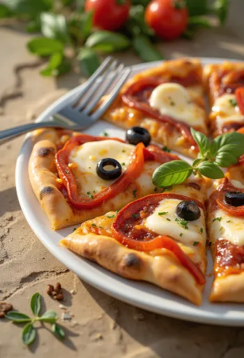 Pizza Española s chorizom, červenou paprikou a olivami